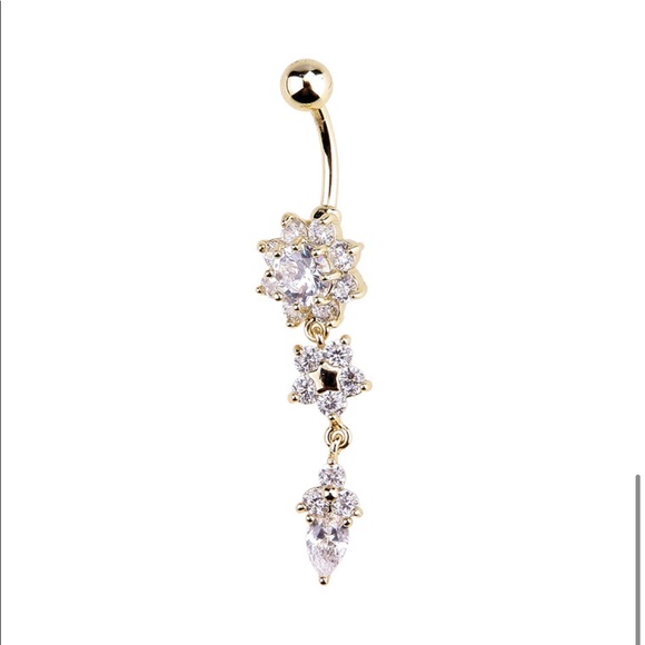 Navel Nail Body Crystal Gold Piercing - Picture 3 of 4